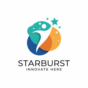Featuring vibrant colors and a dynamic design, this starburst logo embodies creativity and innovation, making it ideal for tech companies and startups seeking a unique identity.