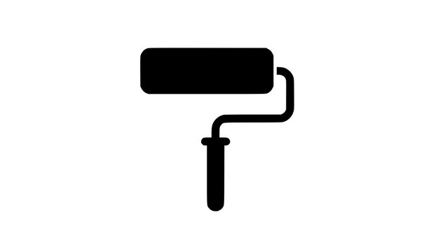 Paint roller icon vector simple flat black symbol for web and mobile app design