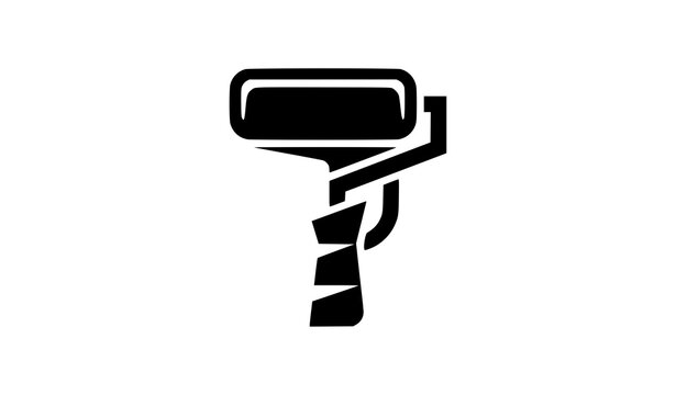 Abstract paint roller logo icon with geometric shapes modern bold vector symbol for branding