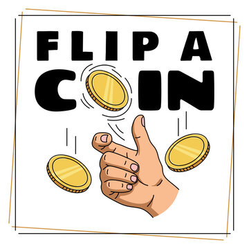 A bold pop-art illustration capturing the kinetic motion of a golden coin mid-flip. Perfect for decision-making themes, gaming visuals, and chance-driven concepts. Flip A Coin Day, June 1st