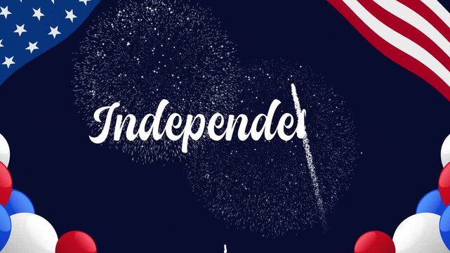 Celebrating americas independence day with fireworks, flags, and festive balloons. Suitable for patriotic designs, fourth of july promotions.