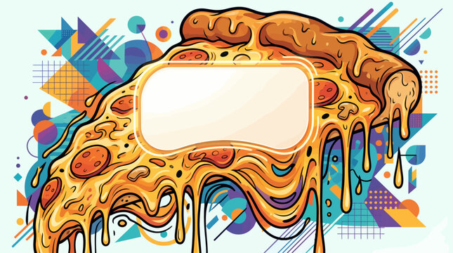 Colorful illustration of melting pizza slice.