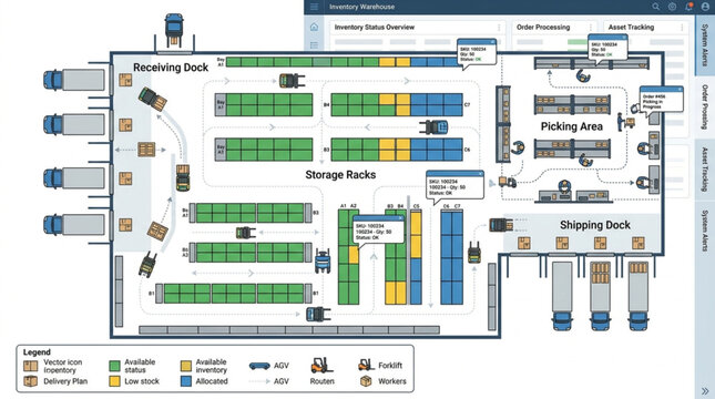 Warehouse Inventory Management System Software Interface.