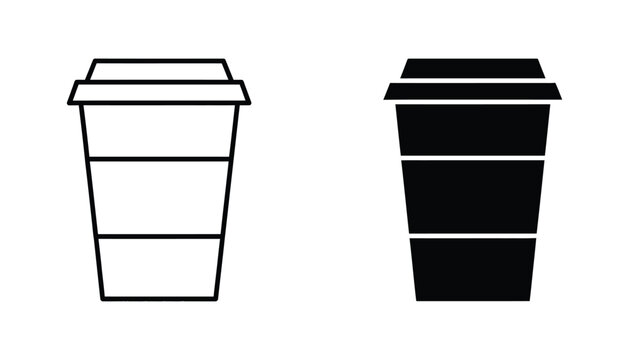 Disposable coffee cup with lid icon for cafe and beverage service graphic design projects