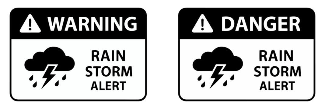 storm rain warning icon set