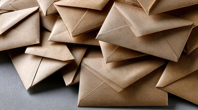 Kraft envelope brown envelope paper mail postal stationery pile top view texture background communication message kraft envelope pile creates rustic paper mail background for communication