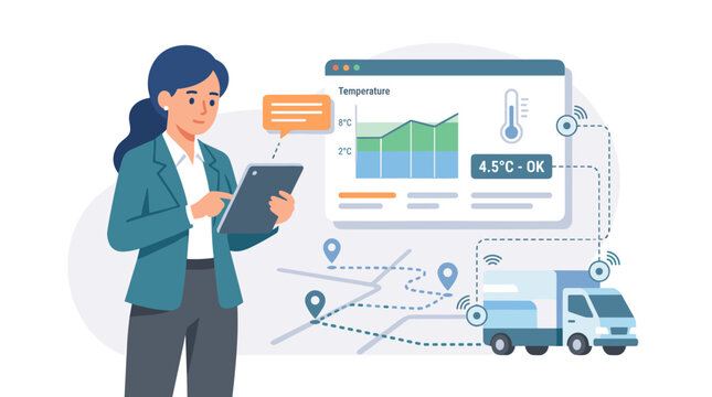 Businesswoman Analyzes Data and Presents Charts on a Dashboard.