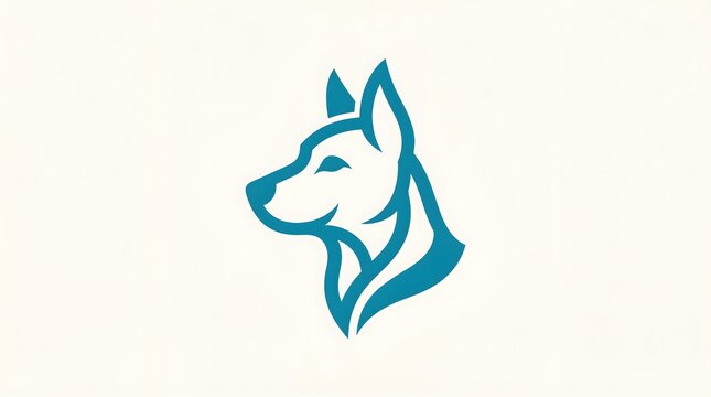  Minimalist blue dog head logo icon design illustration on white background.