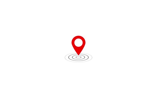 Animation of Yellow location pin. location pin on a colorful map background, GPS location pointer animated icon. map, and travel planning featuring red marker pins 4k.