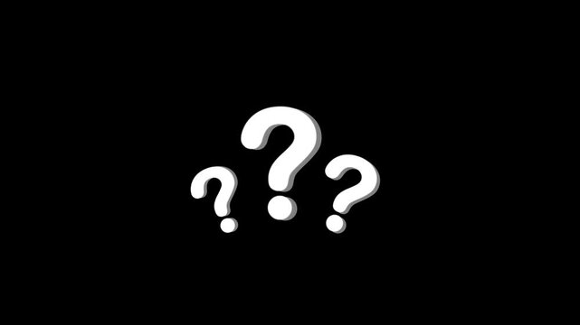 question mark animation pop up question mark flat and 3d black screen alpha looping 4k question mark confused dizzy