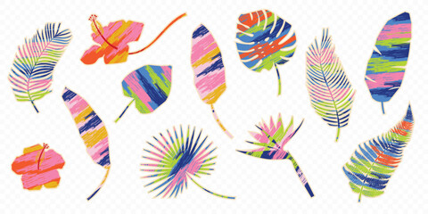 Painted Cut-Out Paper Tropical Leaves. Flat Style Vector Illustration © Ольга Гладій