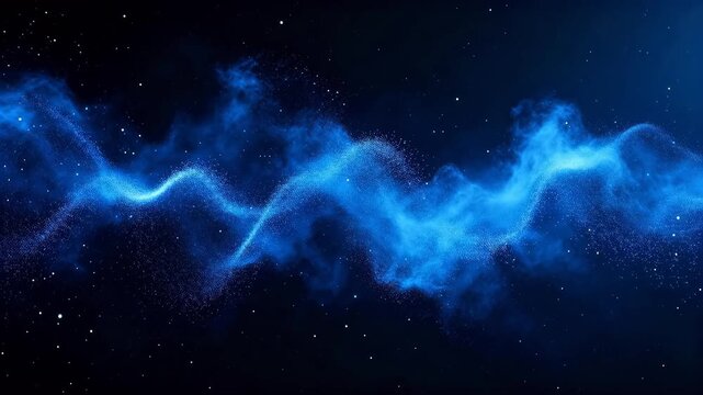 Deep space scene with winding blue nebula and scattered stars
