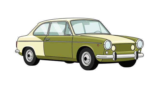 Vintage Green Car Side View.