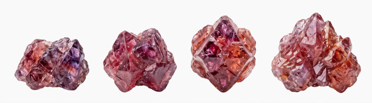 Collection of rough Spinel gemstones isolated on white background