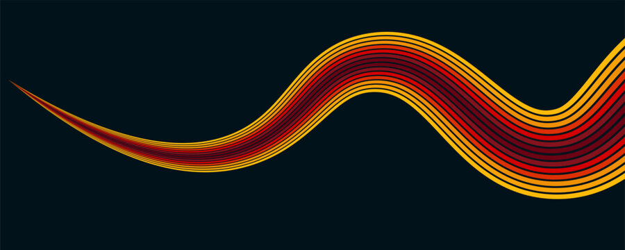 Abstract background of rainbow groovy Wavy Line design in 1970s Hippie Retro style. Vector pattern ready to use for cloth, textile, wrap and other.