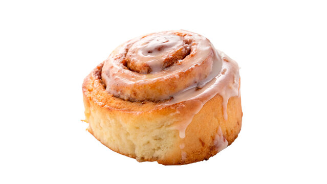 Delicious freshly baked cinnamon roll with sweet icing for bakery dessert and breakfast menu concepts