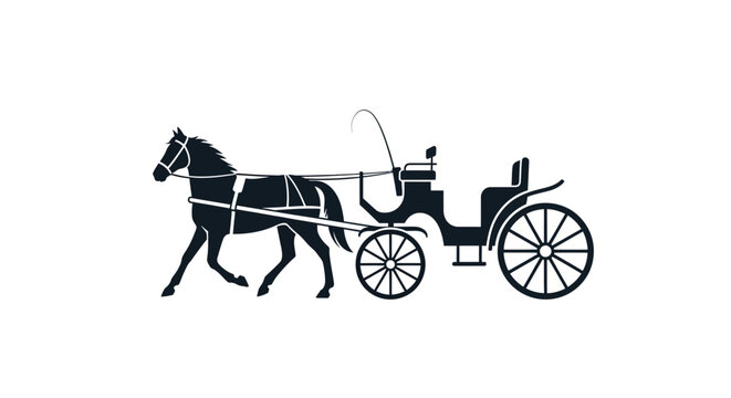 Black horse drawn carriage silhouette.