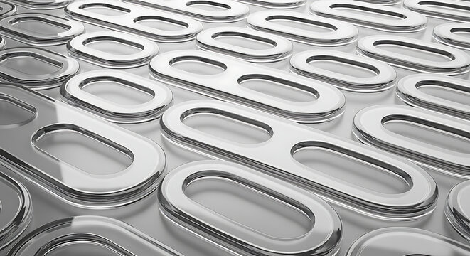 Abstract metallic chain links forming a repeating pattern representing connection and strength ideal for technology and industrial concepts