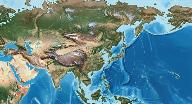 Eastern hemisphere terrain map