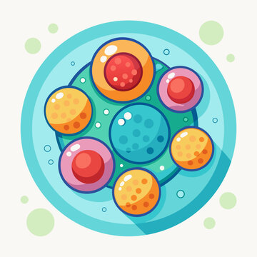 Colorful Embryonic Stem Cells Illustration in Circle