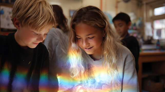 Children workshop spectroscope rainbow light children science classroom curiosity learning