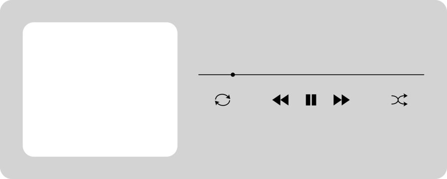 Minimalist flat vector music player playlist UI element templates isolated on white background