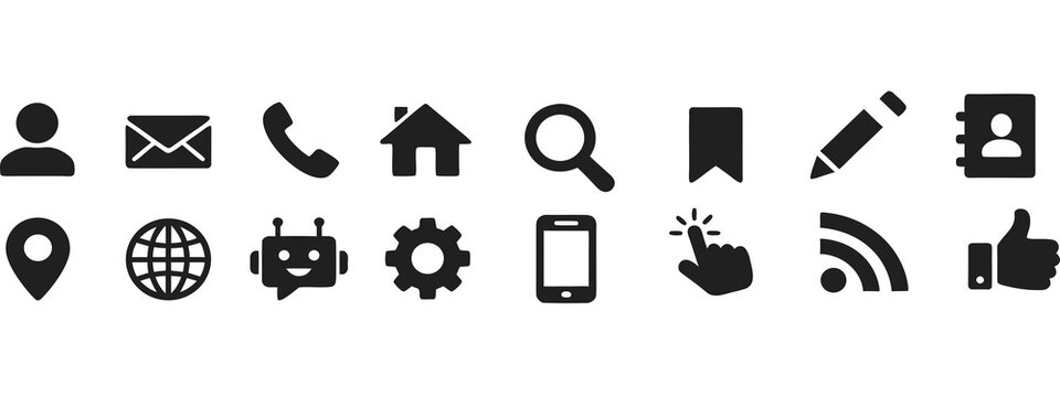 Modern flat universal icons collection for website, mobile app, and business UI design.