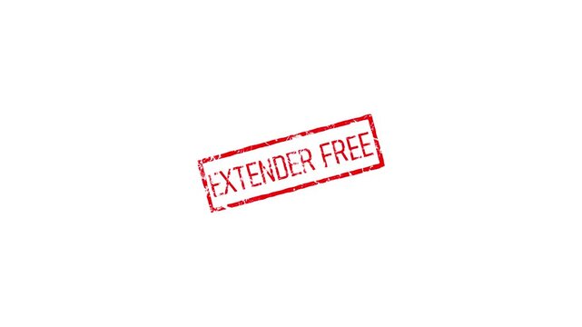 Extender text rubber stamp motion. threadbare red seal, transparent background footage.