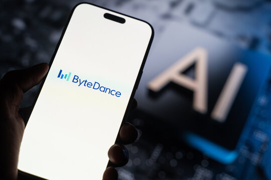 ByteDance logo is displayed on the screen of a smartphone, in Bangalore, India, on May 11, 2026
