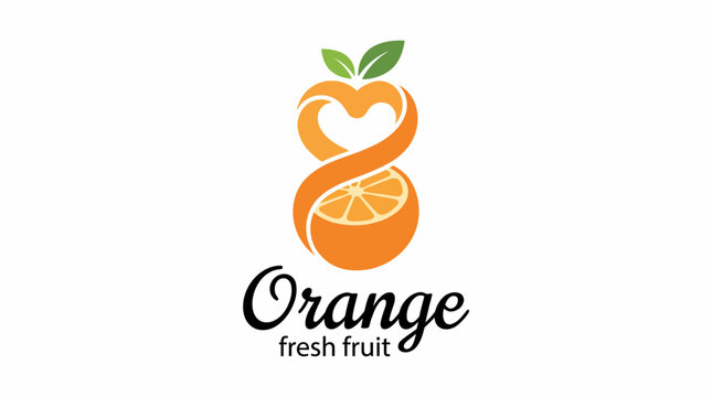 A bright and cheerful logo design featuring a stylized orange, perfect for a fresh fruit marketing brand focused on healthy eating and vibrant flavors.