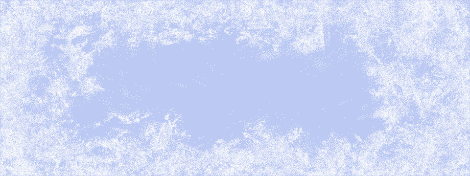 Ice overlay background and texture grunge noise with border frame frozen. Effect grainy vector and rink element winter with scratch crack abstract. Blue ice distressed and bg texture snow.