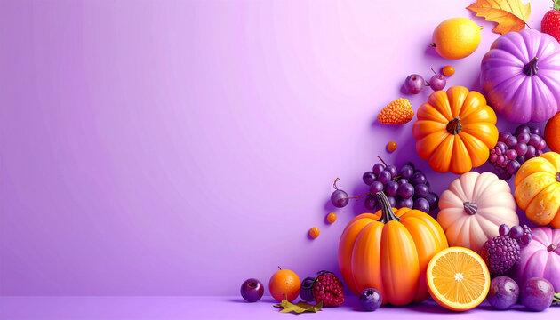 Autumn Fruits on Soft Gradient Background
