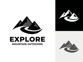 Fototapeta premium Showcasing a sleek mountain logo, this image represents outdoor exploration and adventures, perfect for businesses focused on nature and travel experiences.