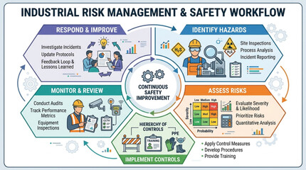 Industrial Risk Management and Safety Workflow Diagram. © Joni