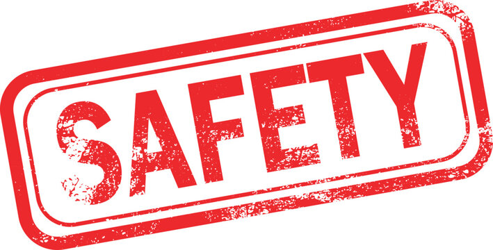 Bold red safety stamp with distressed edges victor illustration