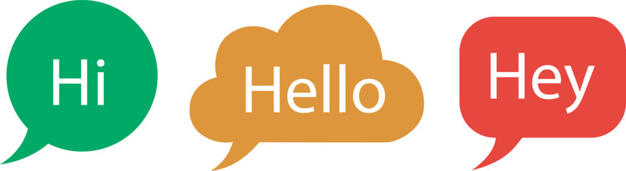 Colorful speech bubble icons with greeting words victor illustration © MD NUR MIA