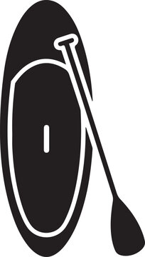 Vector flat black icon logo of stand up paddle surf board isolated. logo Vector Black silhouettes