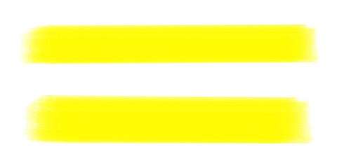 Set of two soft yellow highlighter brush strokes on transparent background isolated. © riazul