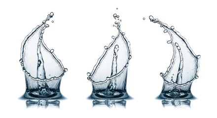 Obraz premium Three dynamic liquid splashes frozen mid-air