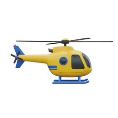 Fototapeta premium Yellow helicopter with blue accents isolated on transparent background