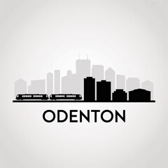 Fototapeta premium Odenton Maryland Skyline Vector – Town Center & Rail Silhouette Design