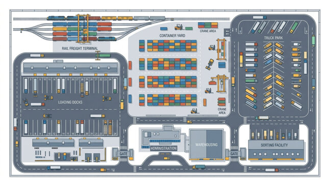 Aerial View of a Busy Airport Terminal and Runways.