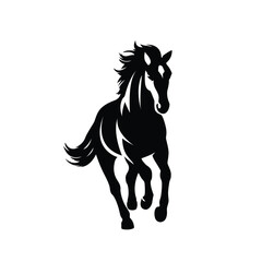 Fototapeta premium Horse silhouette gallops with powerful energy in this minimalist black and white graphic design element.