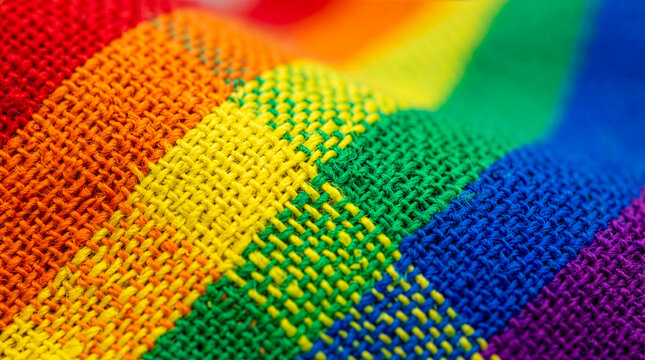close up of colorful pride flag fabric texture