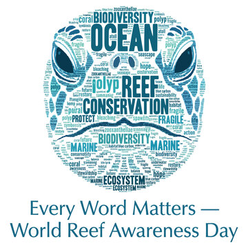 World Reef Awareness Day Ocean Conservation Concept with Coral Reef Words