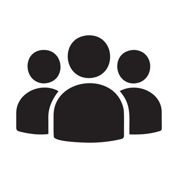 Three people icon in black Vector, illustration