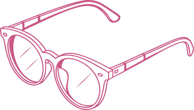 A pair of isolated plastic eyeglasses with clear optical lenses and a stylish frame sits on a white background as a functional fashion accessory for vision health and reading