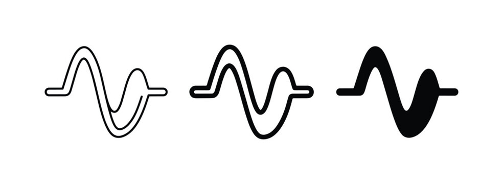 Waveform Icons Set, Sound Wave Graphics, Audio Signal Vector Art, Music Waveform Symbols, Digital Sound Representation