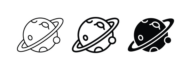 Planet Icons Set: Saturn, Space, Astronomy, Celestial Body, Cosmic, Galaxy, Orbit, Ringed Planet, Solar System, Universe © Taslima
