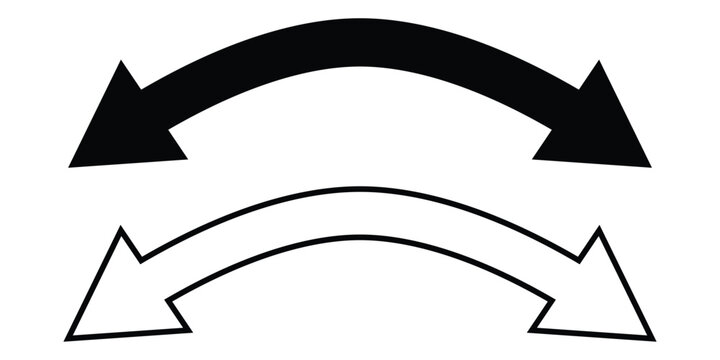 Dual sided arrow vector. Double headed, two side arrow vector illustration. Curved arc wide shape. Double ended arrow vector design for app and website.
